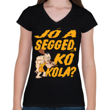 PRINTFASHION Jó a segged, kő kóla? - Női V-nyakú póló - Fekete női póló