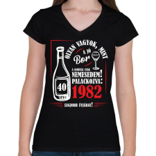 PRINTFASHION Jó bor palackozva - Évszámmal (fehér) - Női V-nyakú póló - Fekete női póló