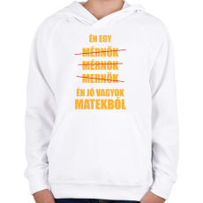 PRINTFASHION Jó vagyok matekból - Gyerek kapucnis pulóver - Fehér