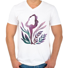 PRINTFASHION Jógás póz - Férfi V-nyakú póló - Fehér