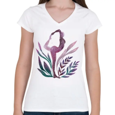 PRINTFASHION Jógás póz - Női V-nyakú póló - Fehér női póló