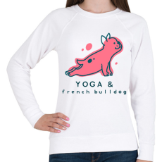 PRINTFASHION Jógázó francia bulldog - Női pulóver - Fehér