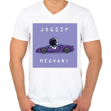 PRINTFASHION Jogsi? Megvan! - Férfi V-nyakú póló - Fehér