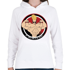 PRINTFASHION Johhny Bravo - Női kapucnis pulóver - Fehér női pulóver, kardigán