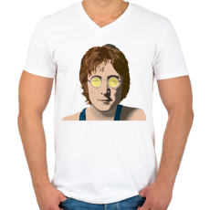 PRINTFASHION John Lennon - Férfi V-nyakú póló - Fehér