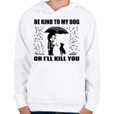 PRINTFASHION John Wick dog - Gyerek kapucnis pulóver - Fehér