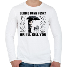 PRINTFASHION John Wick Husky  - Férfi hosszú ujjú póló - Fehér