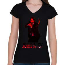 PRINTFASHION JOHN WICK - Női V-nyakú póló - Fekete női póló