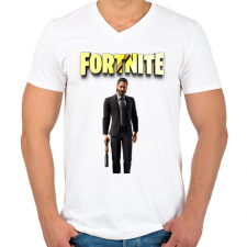 PRINTFASHION John Wick " The Reaper" Fortnite - Férfi V-nyakú póló - Fehér férfi póló