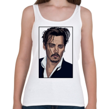 PRINTFASHION Johnny Depp - Női atléta - Fehér női trikó
