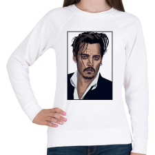 PRINTFASHION Johnny Depp - Női pulóver - Fehér női pulóver, kardigán