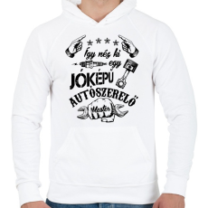 PRINTFASHION Jóképű autószerelő - Férfi kapucnis pulóver - Fehér