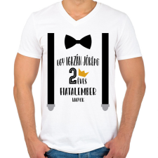 PRINTFASHION Jóképű fiatalember - Számmal - Férfi V-nyakú póló - Fehér férfi póló