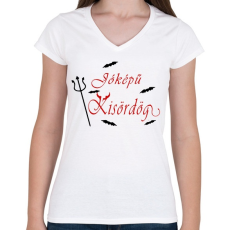 PRINTFASHION Jóképű kisördög - Női V-nyakú póló - Fehér