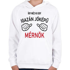 PRINTFASHION Jóképű mérnök - Gyerek kapucnis pulóver - Fehér gyerek pulóver, kardigán