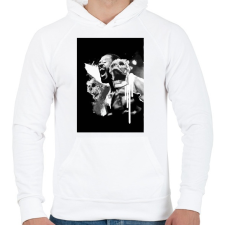 PRINTFASHION Jon Jones - Férfi kapucnis pulóver - Fehér férfi pulóver, kardigán