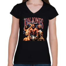 PRINTFASHION Jon Jones - Női V-nyakú póló - Fekete női póló