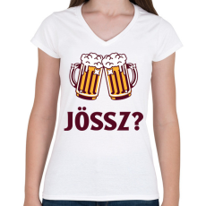 PRINTFASHION Jössz sörözni? - Női V-nyakú póló - Fehér