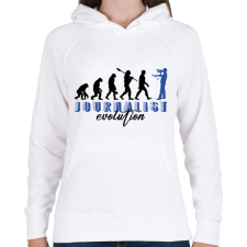 PRINTFASHION Journalist evolution - Női kapucnis pulóver - Fehér női pulóver, kardigán