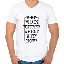 PRINTFASHION Journalist's questions - Férfi V-nyakú póló - Fehér férfi póló