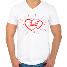 PRINTFASHION Judit - Férfi V-nyakú póló - Fehér