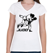 PRINTFASHION Judo - Cselgáncs - Női V-nyakú póló - Fehér női póló
