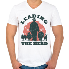 PRINTFASHION Juhász - leading the herd - Férfi V-nyakú póló - Fehér férfi póló