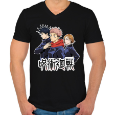 PRINTFASHION Jujutsu Kaisen - Férfi V-nyakú póló - Fekete férfi póló