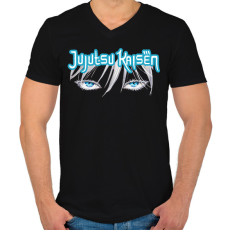 PRINTFASHION Jujutsu Kaisen Gojo szem - Férfi V-nyakú póló - Fekete