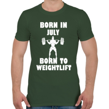 PRINTFASHION Júliusban születve - súlyemelésre születve - Férfi póló - Katonazöld férfi póló