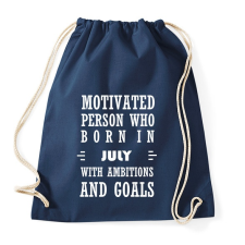 PRINTFASHION Júliusi születésű motivált személy ambíciókkal és célokkal - Sportzsák, Tornazsák - Sötétkék tornazsák