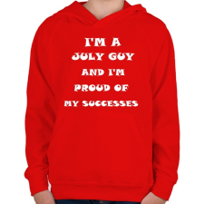 PRINTFASHION Júliusi vagyok és büszke vagyok a sikereimre - Gyerek kapucnis pulóver - Piros gyerek pulóver, kardigán