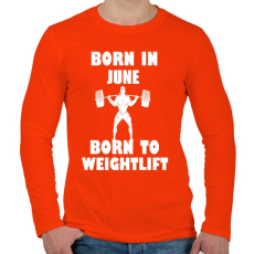PRINTFASHION Júniusban születve - súlyemelésre születve - Férfi hosszú ujjú póló - Narancs