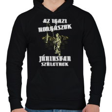 PRINTFASHION Júniusi horgász - Férfi kapucnis pulóver - Fekete
