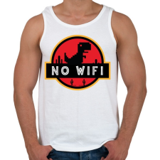 PRINTFASHION Jurassic p - No wifi  - Férfi atléta - Fehér atléta, trikó