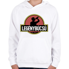 PRINTFASHION Jurassic Park legénybúcsú - Gyerek kapucnis pulóver - Fehér gyerek pulóver, kardigán