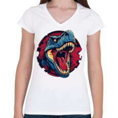 PRINTFASHION Jurassic Park - Női V-nyakú póló - Fehér
