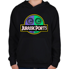 PRINTFASHION Jurassic ports - Gyerek kapucnis pulóver - Fekete gyerek pulóver, kardigán