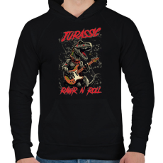 PRINTFASHION Jurassic rockstar t-rex - Férfi kapucnis pulóver - Fekete