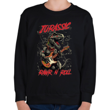 PRINTFASHION Jurassic rockstar t-rex - Gyerek pulóver - Fekete gyerek pulóver, kardigán