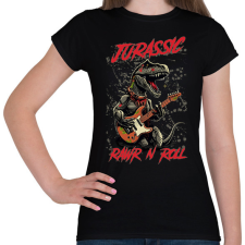 PRINTFASHION Jurassic rockstar t-rex - Női póló - Fekete női póló