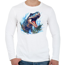 PRINTFASHION Jurassic wow - Férfi hosszú ujjú póló - Fehér férfi póló