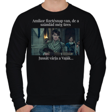 PRINTFASHION Jussát várja a Vaják... (fehér szöveg) - Férfi pulóver - Fekete férfi pulóver, kardigán