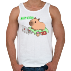 PRINTFASHION Just chill - Capybara - Férfi atléta - Fehér