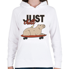 PRINTFASHION Just chill - Capybara - Női kapucnis pulóver - Fehér