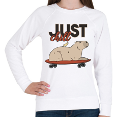 PRINTFASHION Just chill - Capybara - Női pulóver - Fehér