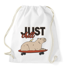 PRINTFASHION Just chill - Capybara - Sportzsák, Tornazsák - Fehér tornazsák