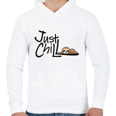PRINTFASHION Just Chill Lajhár - Férfi kapucnis pulóver - Fehér
