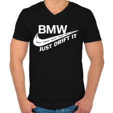 PRINTFASHION Just drift it - Férfi V-nyakú póló - Fekete férfi póló