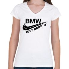 PRINTFASHION Just drift it - Női V-nyakú póló - Fehér